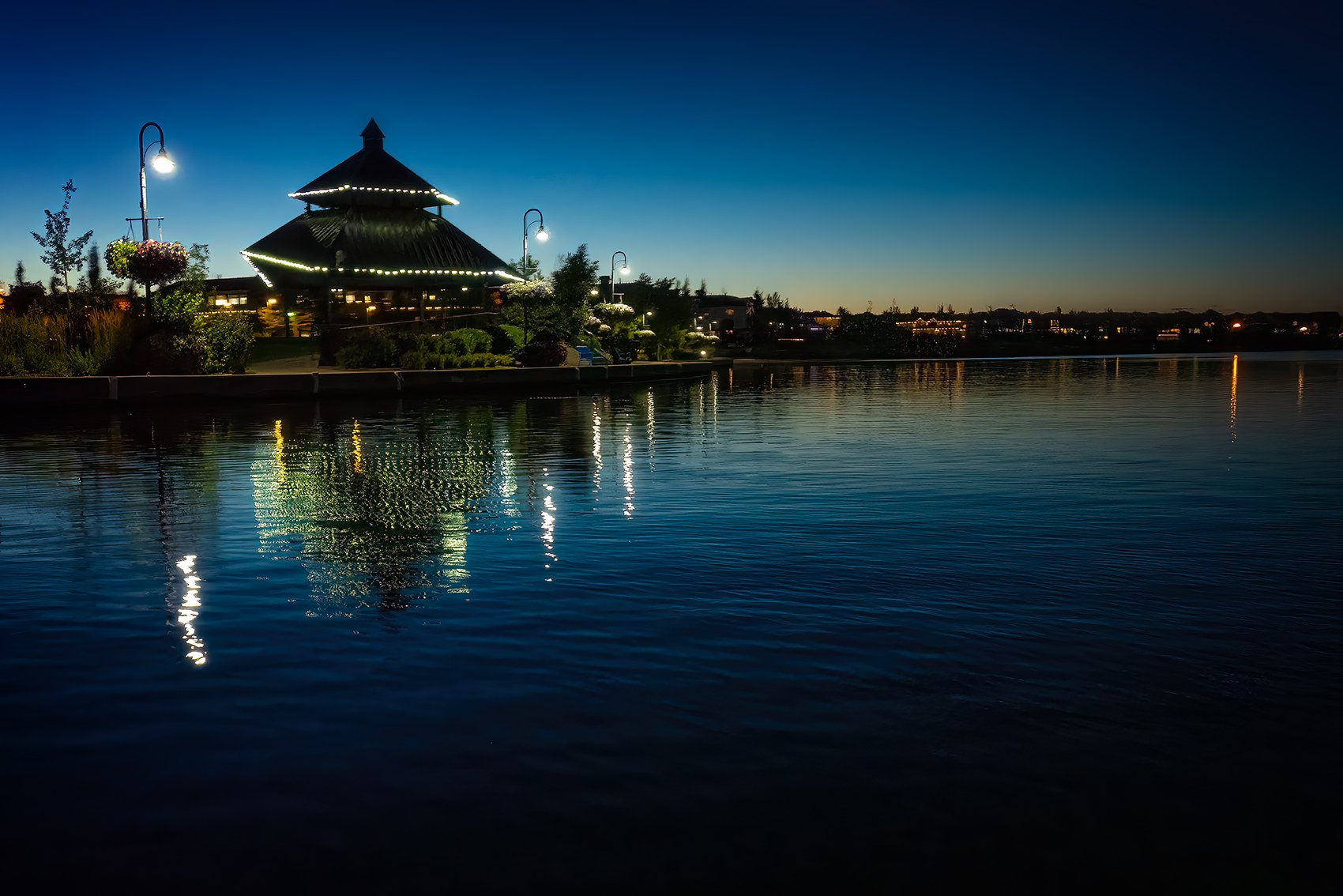Cruising the shoreline after dark, Chestermere Lake, Chestermere, AB, 2024-08-29