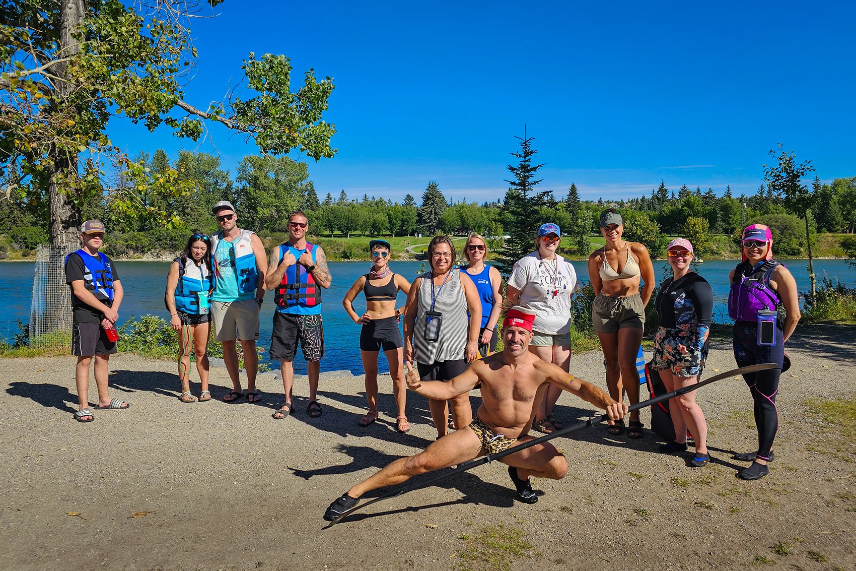 Group photo, Bow River Float, Calgary, AB, 2024-08-31
