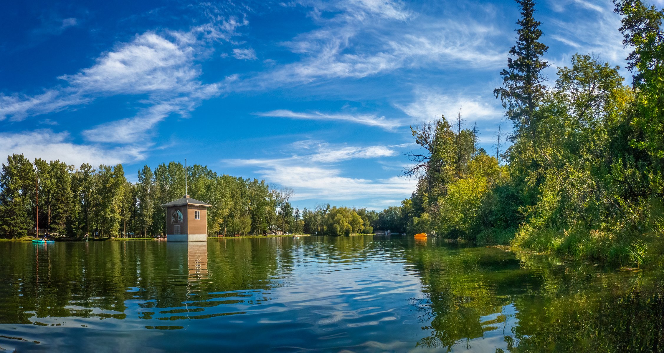 Main lagoon panoramic, Bowness Park, Calgary, AB, 2024-09-01